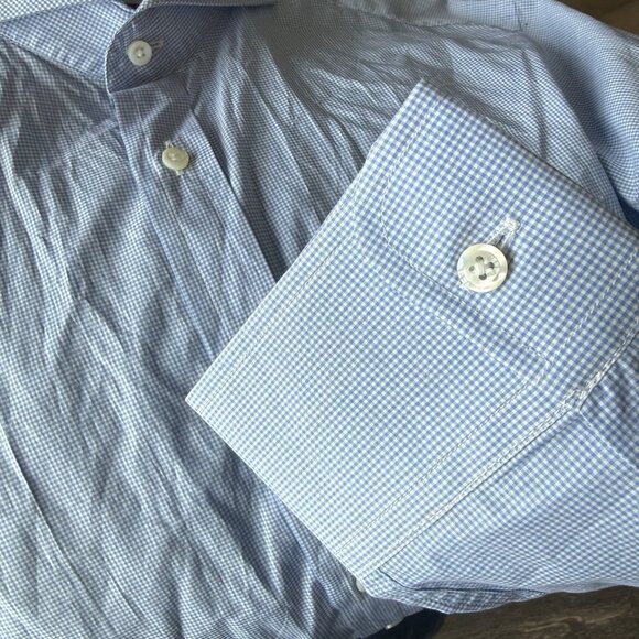 Ralph Lauren Purple Label White and Blue Checks Button Up Shirt Mens 15.5 - Picture 15 of 16